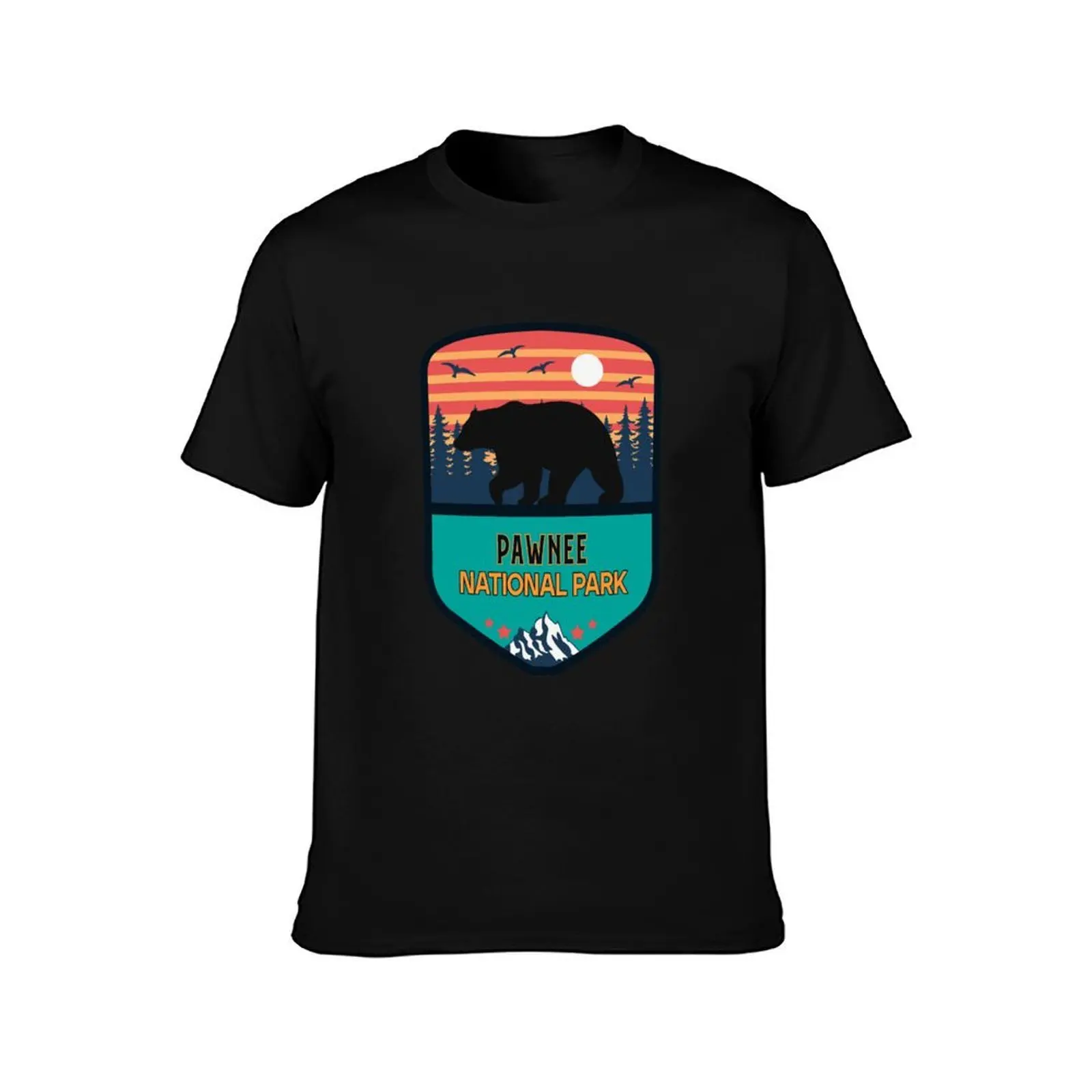 Pawnee National Park T-Shirt, Summer Casual Cotton Tee, Oversized Streetwear Tops, Vintage Graphic Print, Loose Fit Short Sleeve