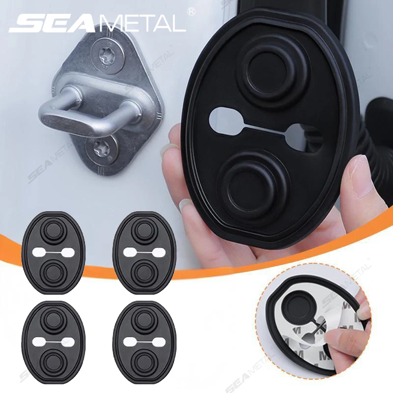 SEAMETAL 4Pcs Door Shockproof Cushion for Car Self-Adhesive Door Lock Shock Absorber Anti Scratch Protective Cover Reduce Noise