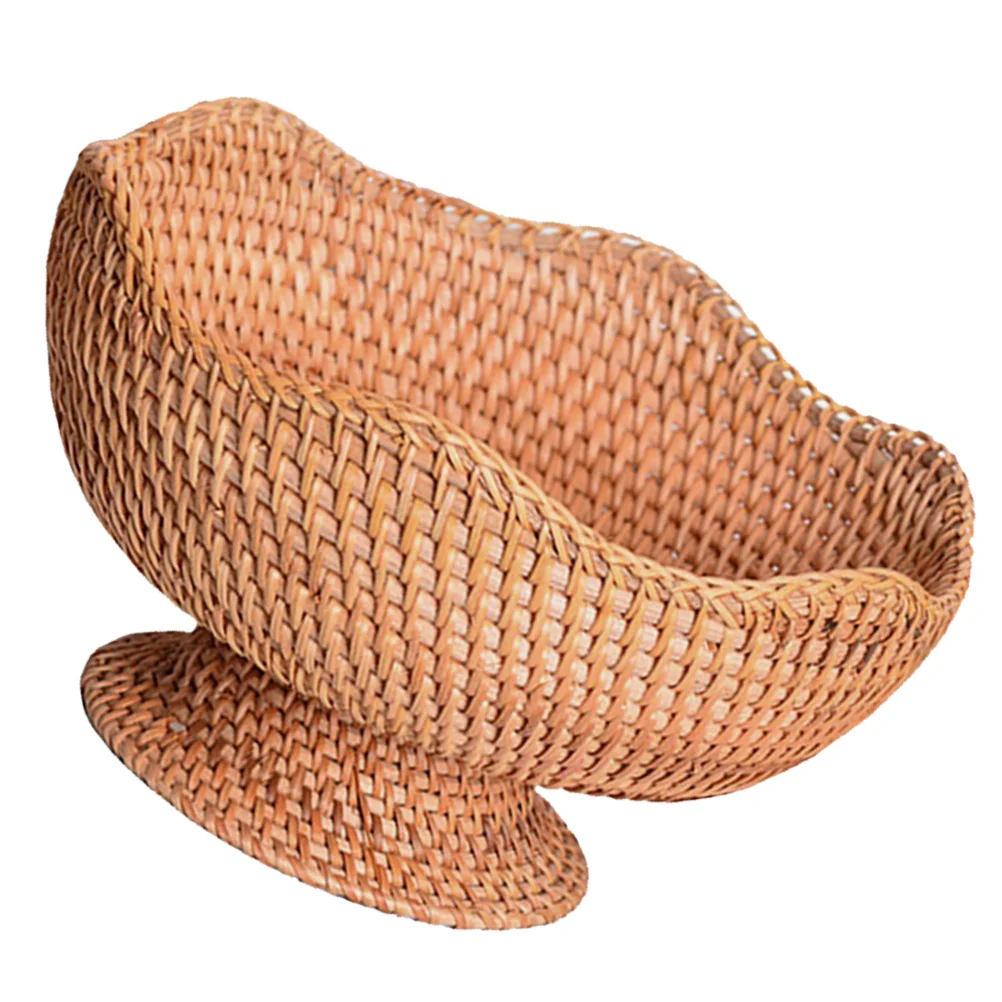 

25cm Natural Rattan Woven Fruit Plate Small Round Basket Entryway Key Bowl Decorative Storage for Kitchen Dining