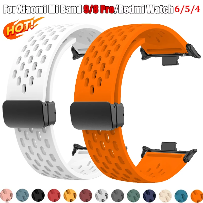 Atmungsaktives Magnetisches Sportarmband für Redmi Watch 6 5 4 Weiches Silikonarmband für Xiaomi Mi Band 10 Pro/9 Pro/8 Pro Uhrenarmband