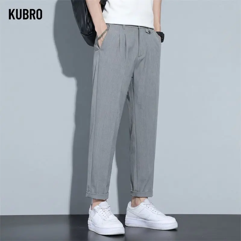 

Spring Summer Men's Business Suit Pants Loose Straight Pants Daily Commute Office Korean Thin Casual High Quality Trousers Male