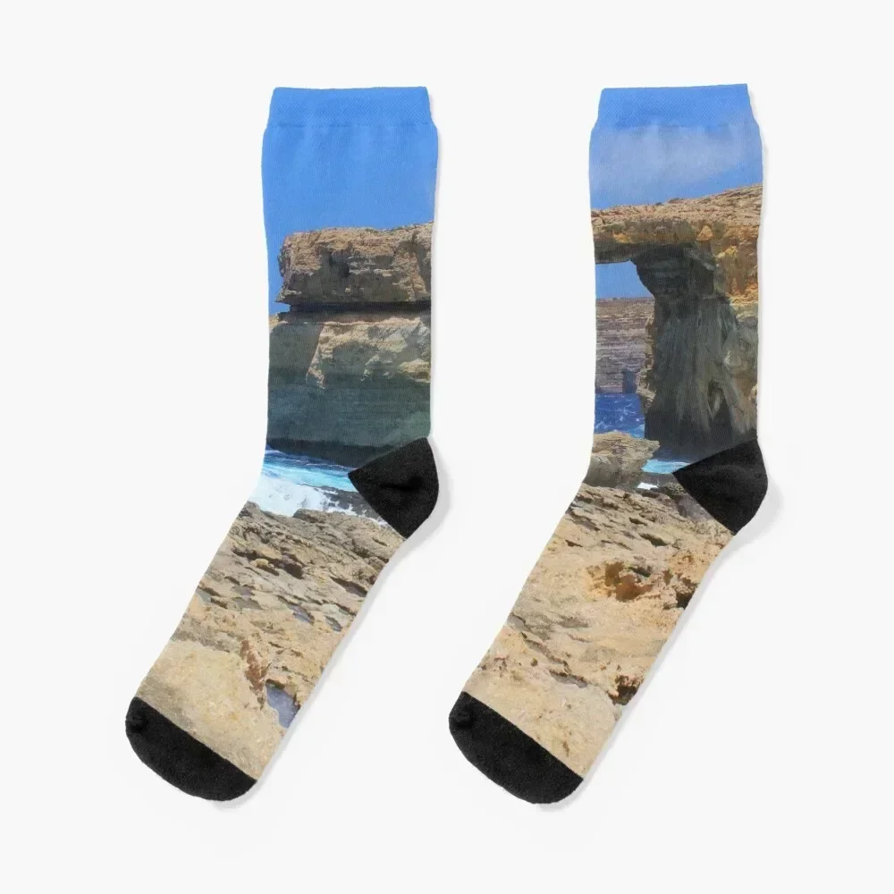 

Azure Window, Dwejra Bay, Gozo, Malta Socks compression set ankle with print Socks Men's Women's