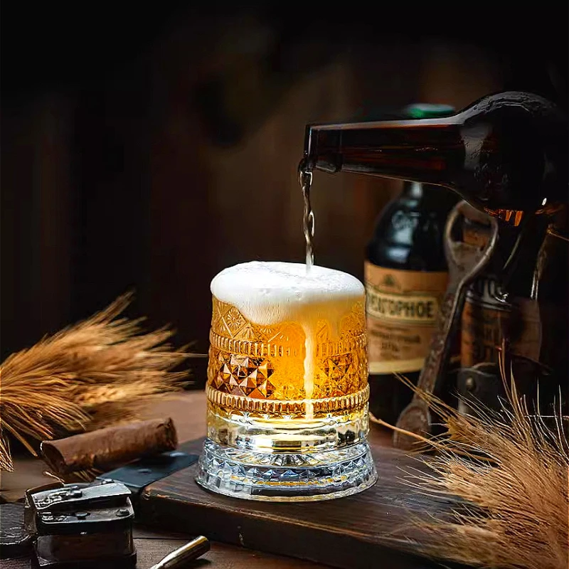 Copa de whisky de 255 ML, copa de vino transparente, taza de cerveza giratoria resistente al calor para el hogar, vajilla para fiesta, adornos creativos