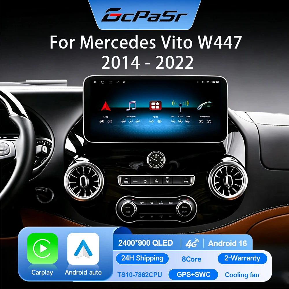 Car Android For Mercedes Vito W447 2014-2022 13 Inch Radio Stereo Multimedia Player 5G WiFi GPS Navigation 1920*1200 7862 CPU BT