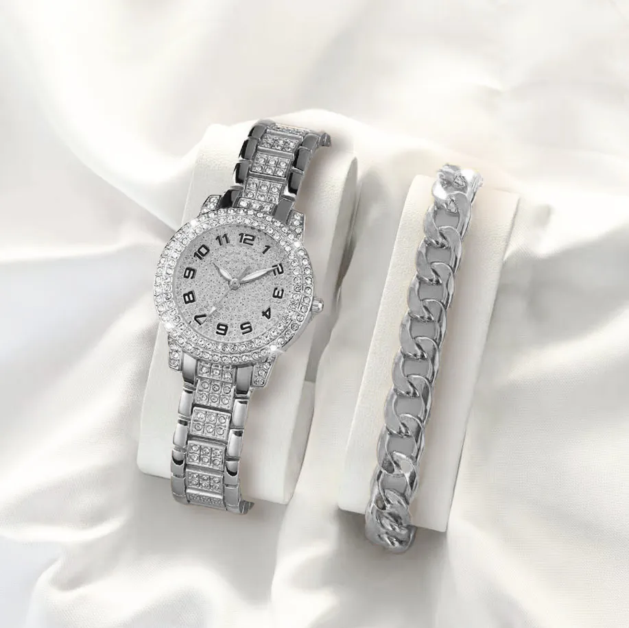 フルダイヤモンドデジタルリテラルスチールウォッチ星がいっぱい気質ビジネスクォーツ時計ヒップホップスタイルフルダイヤモンドウォッチ