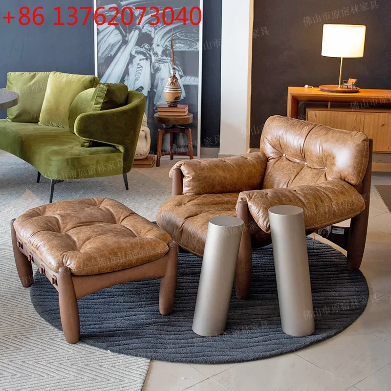 Armchair Solid wood Super comfortable single sofa Log leisure chair