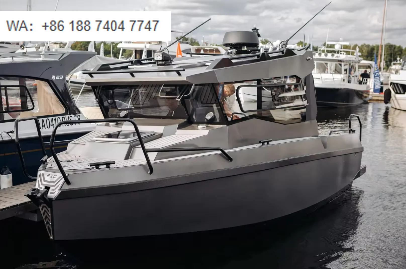 New Design  Durable 6.2meters Bladecraft Fishing Aluminum Boat with Large Cabin for Sale