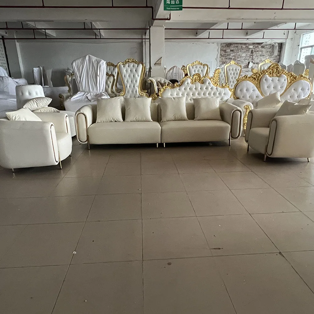 Luxury High-End Modern Modular Foam-Filled Square-Arm Sectional Fabric Sofa Set Gold Stainless Legs Living Rooms Apartment Hotel