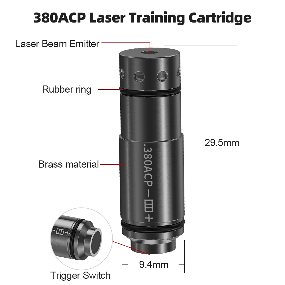 380ACP/9MM/12GA/38SPL/40S&W/45ACP Laser Training Cartridge Dry Fire Laser Training System Suitable for Dry Fire Practice.