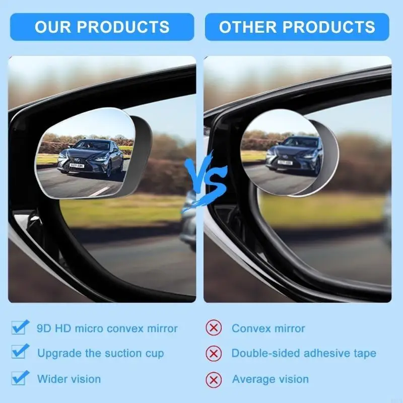 

R6FA 360 Degree Adjustable Wide Side Rear Glass Blind Spots Convex Glass
