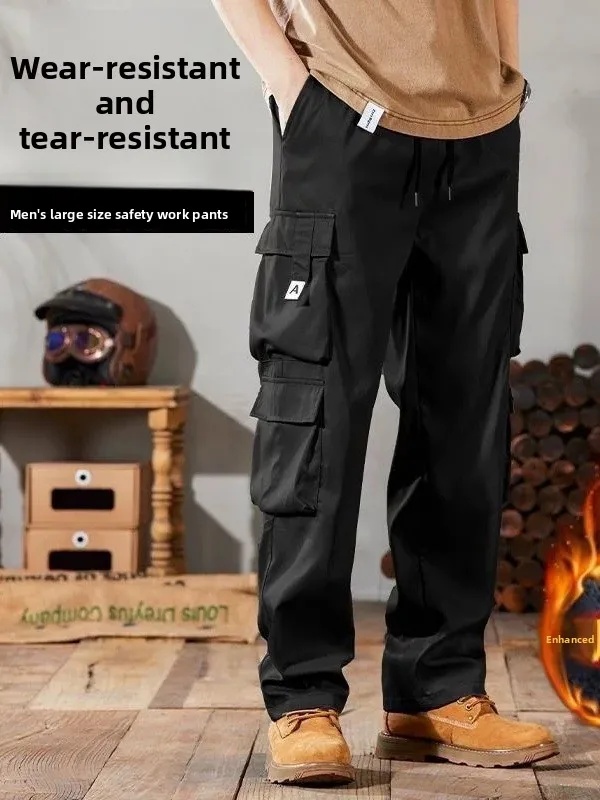 

Повседневные брюки на флисовой подкладке, мужские брюки для работы на открытом воздухе, осенне-зимние удобные спортивные брюки с прямыми штанинами