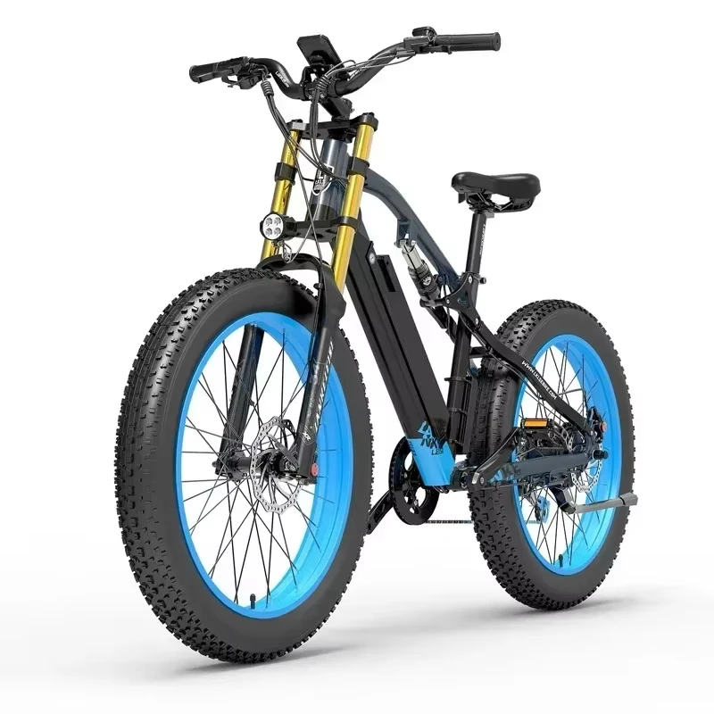 Electric Bike LANKELEISI RV700 2000W High power motor 48V16AH  Electric Bicycles 26 inch Fat Tire Full Suspension Off-Road ebike