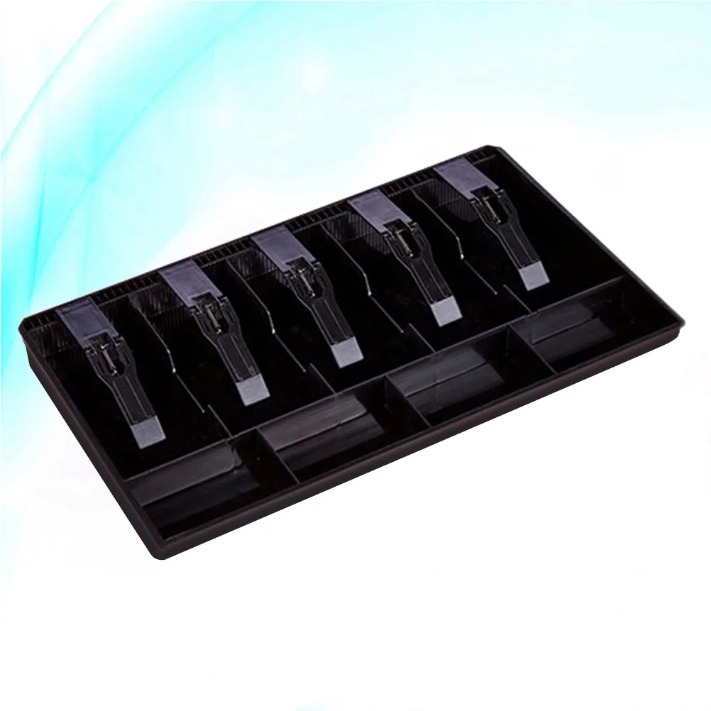 5 Grids Box Cashier Drawer Insert Tray for Home (Black) Cash Drawer Coins Tray Cash Box