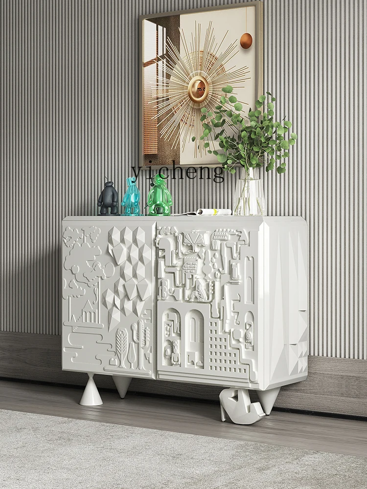 XL Entrance Cabinet Shoe Cabinet Light Luxury Home Curio Cabinet Living Room Embossed Sideboard Cabinet