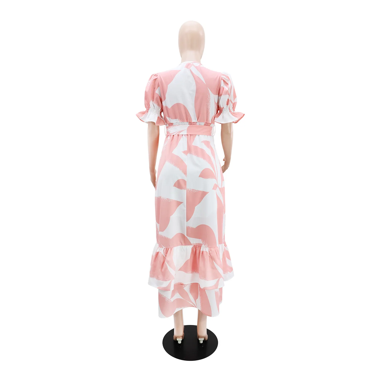 Langes Kleid für Damen, A-Linie, Vestidos, bedruckt, lässig, V-Ausschnitt, kurze Ärmel, elegante Hochzeit, Streetwear, Y2k, Arbeit, Party, Sommer 2025,