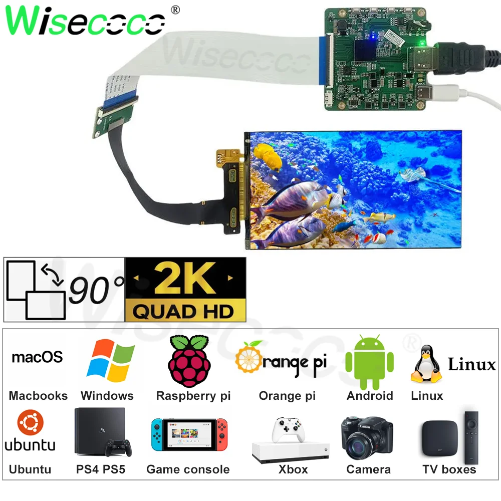 Imagem -02 - Módulo de Tela Lcd para Laptops Raspberry pi Padrão Landscape Driver Board Ips 2k 2560x1440