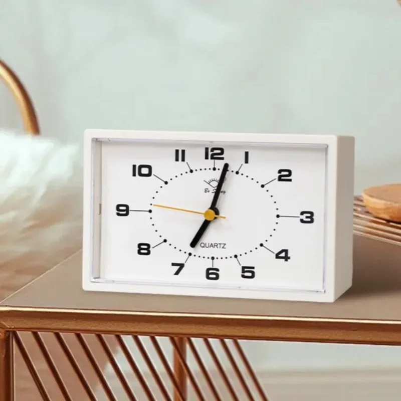 Minimalist Alarm Clock Silent Quartz Alarm Clock Simple Bedroom Bedside Table Clocks Wake Up Home Decoration Rectangle Watch