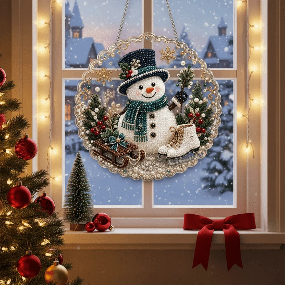 Metal Chain Diamond Painting Kit Window Decor Diamond Painting Christmas Festive Wall Decor Pearl Suncatcher Painting Kit