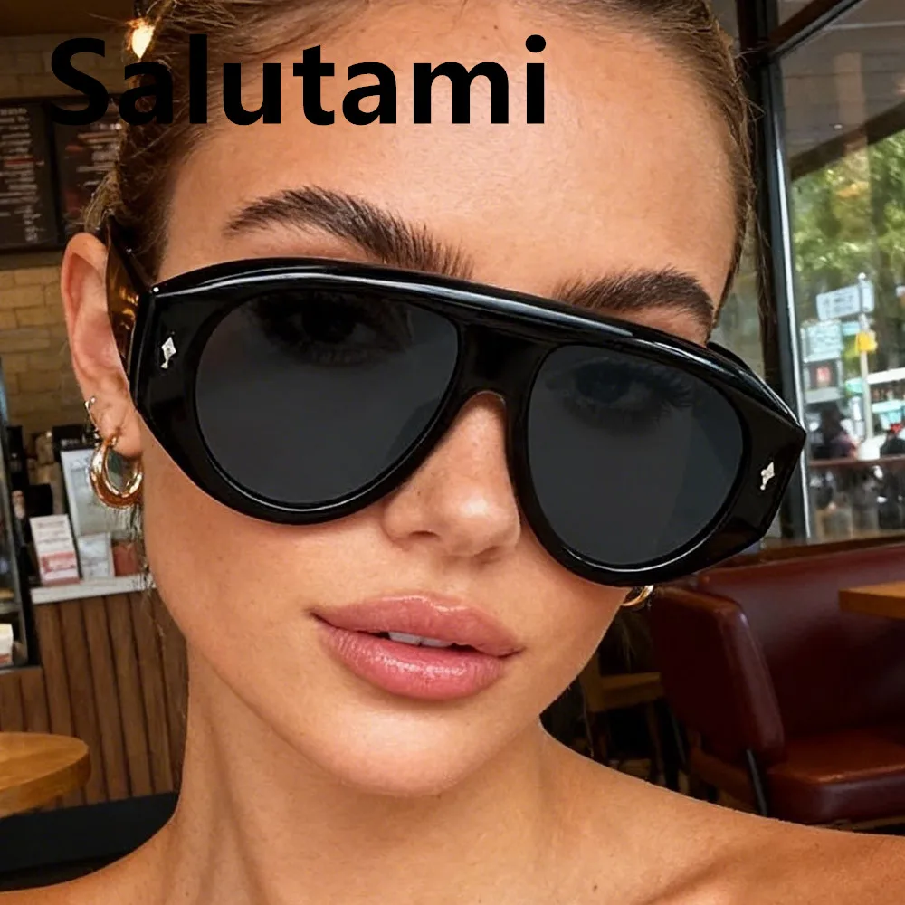 Vintage Übergroße Einteilige Sonnenbrille für Damen Neue Mode Nietenverzierte Ovale Sonnenbrille für Herren Schicke Outdoor Hip-Hop-Brillen – Detail 3