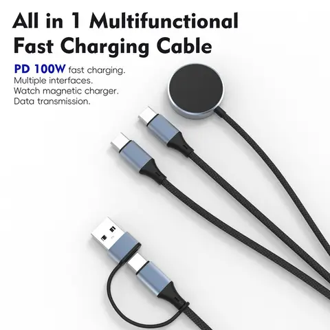 U33 Dual Type C PD 100W Fast Wireless Charger for Watches Compatible with Apple Samsung Pixel Phones Tablet Laptops