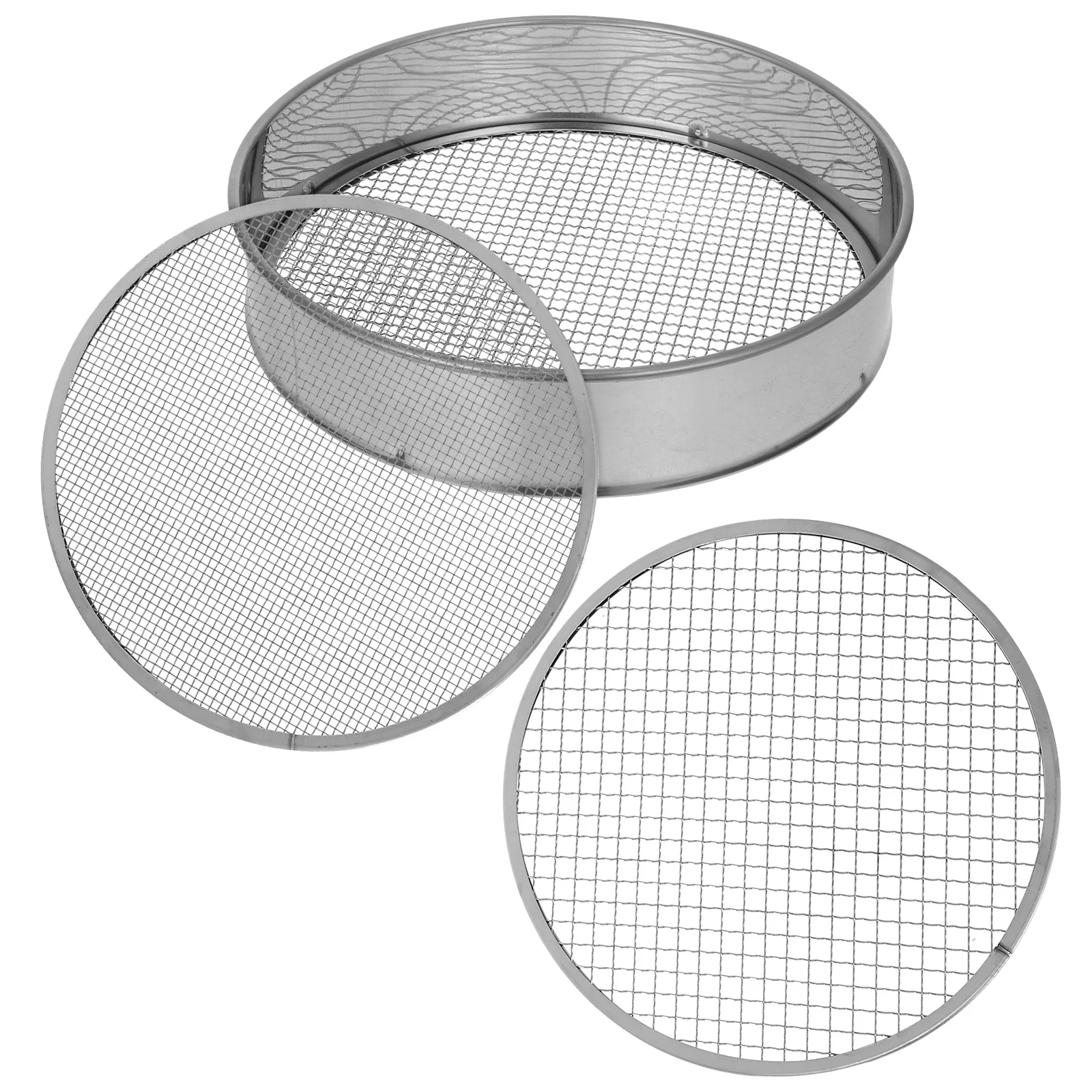 

1 set Soil Sieve Sifting Pan Stainless Steel Mesh Tool Rocks Sieve Sand Garden Soil Sifter Stone Screen Garden Planting