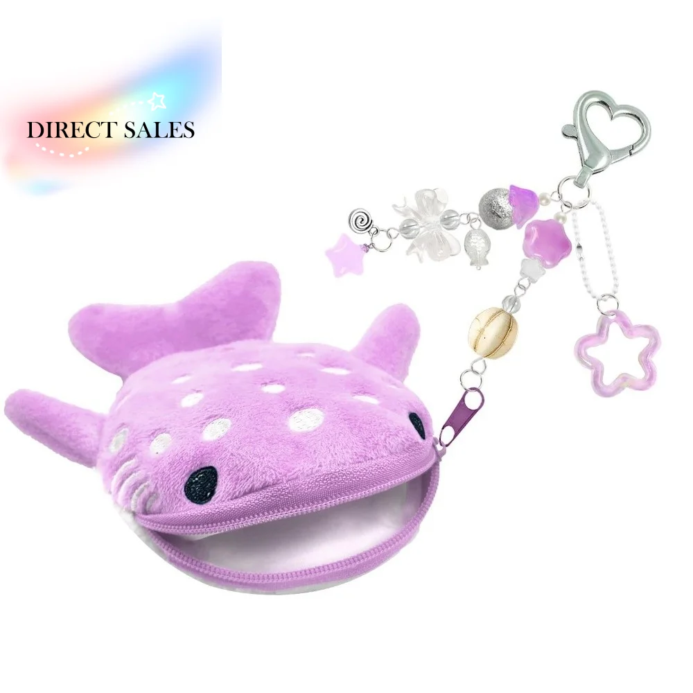 Nouvelle bourse à monnaie portable en forme de requin baleine avec pendentif, mini portefeuille, sac à monnaie à fermeture éclair adorable de style dessin animé, cosplay