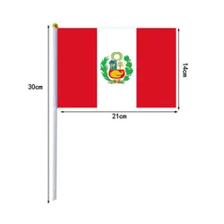 10 Pcs/lot Peru Hand Waving Flags 14x21cm Peru Flag Wholesale