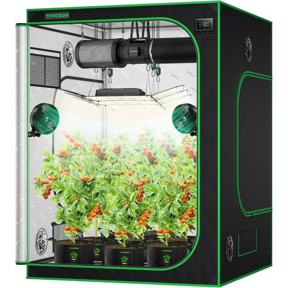 

5x5 Grow Tent, 60"x60"x80" High Reflective Mylar with Observation Window and Floor Tray for Hydroponics Indoor Plant