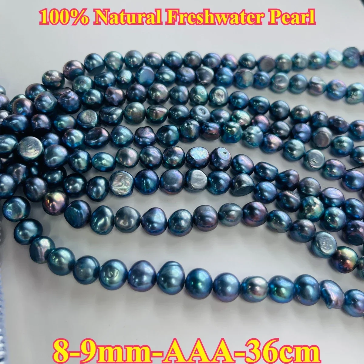 

8-9mm Factory Wholesale Natural Freshwater Pearl Blue Purple Irregular Spacer Bead Jewelry Make DIY Necklace Bracelet Women Gift