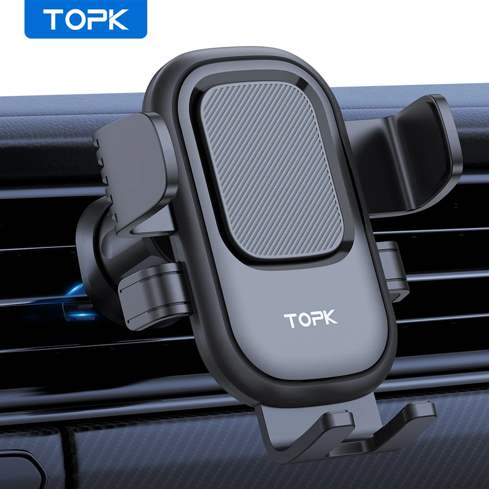 TOPK Car Phone Holder Hook Mount 360° Adjustable Car Air Vent Stand Fit for iPhones & Android Phones (4"-7")