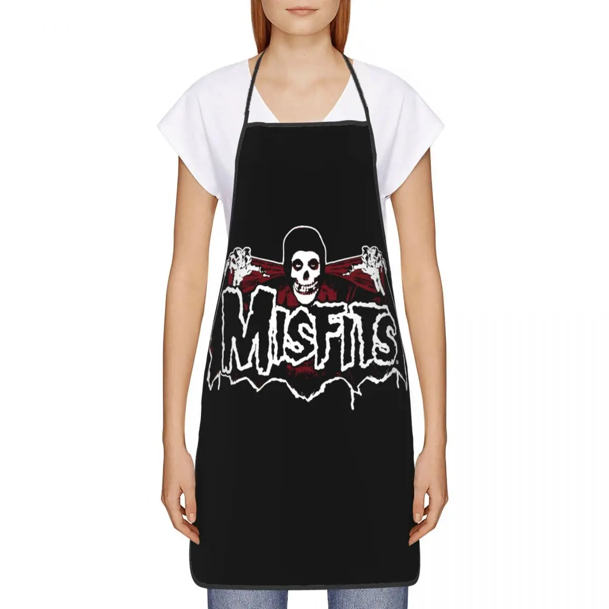 Horror Punk Rock Misfits Skull Funny Aprons for Men Women Adult Unisex Kitchen Chef Bib Tablier Cuisine Cooking Baking Gardening