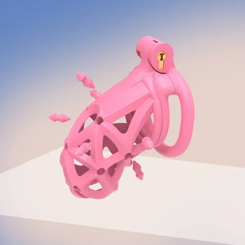 Новый розовый Мужской Пояс верности с двойными головками Мягкие Шипы дышащий CB замок легкая клетка для пениса БДСМ для взрослых для игры