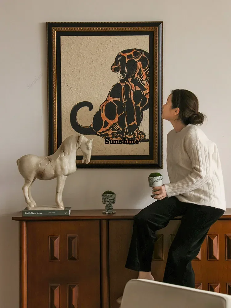 New Chinese horse sculpture, retro horse ornament, living room tea space entrance decoration  T*