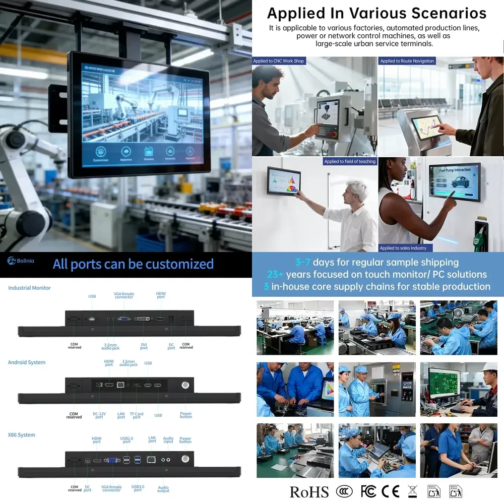 

Customizable Open Frame Industrial IPS LCD PCAP Touch Screen with Rugged Metal Housing for Embedded Display