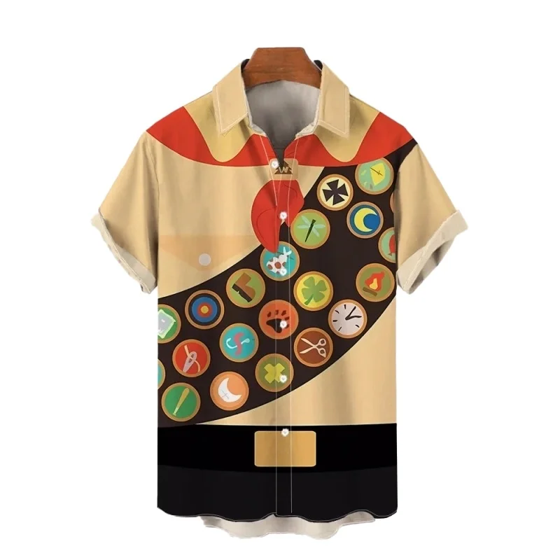2026 Cute Cartoon Christmas Floral Shirt, New Year's Eve Atmosphere, Versatile Loose Short Sleeved Top for Men and Women