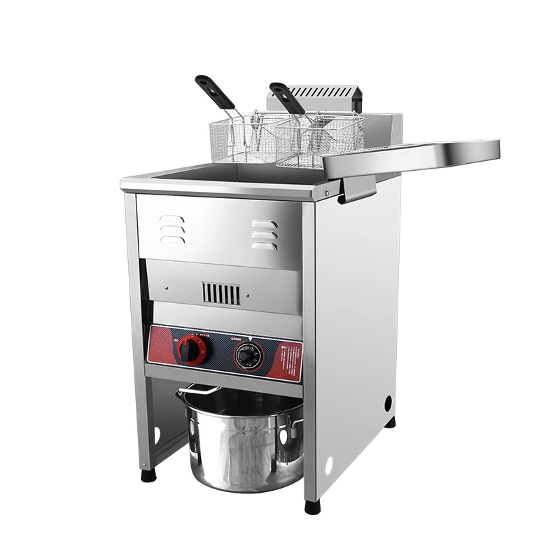 Stainless Steel French Fries Machine Vertical Type Commercial Potato Chip Fryer Gas Deep Fryer