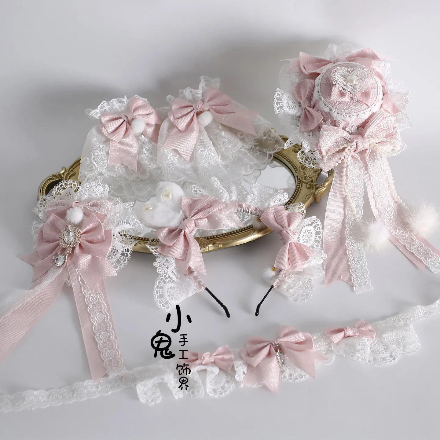 الأصلي اليدوية لوليتا الحلو BNT هيرباند إكسسوارات الشعر للنساء لطيف القوس الدانتيل زهرة الزفاف BNT KC الأكمام اليد 2025