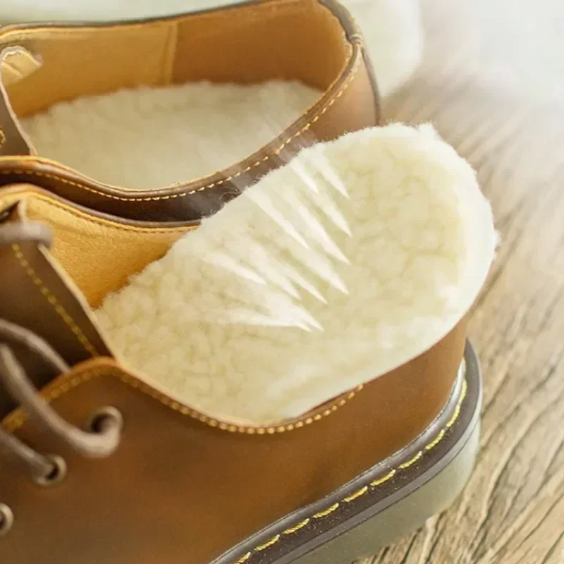 Palmilha grossa quente para homens e mulheres, imitação de lã de cordeiro, almofadas de sapato macio, inserção de sapatos de cashmere, térmica, à prova de frio, inverno, 2 peças, 4 peças