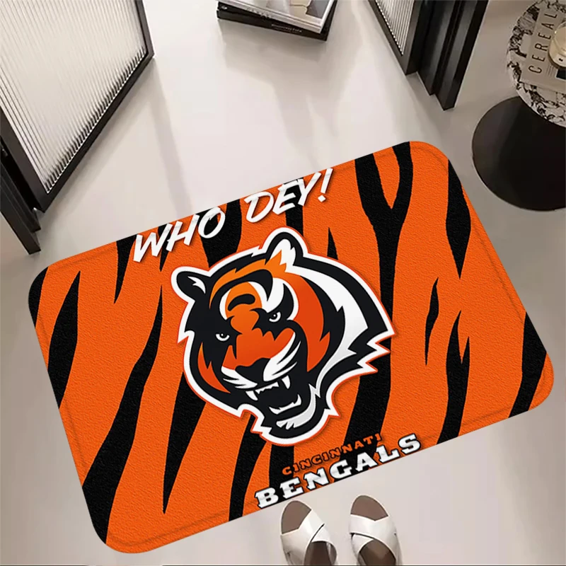 Floor Mat Rugby Inside Room Rugs Foot Carpets Entrance Doormat Yoga Rug Non-slip Kitchen Home Cincinnati Bengals Decor Balcony