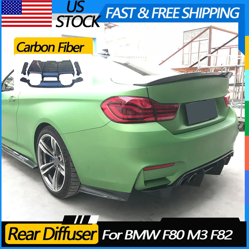

Dry Carbon Fiber Rear Lip Diffuser Splitters Spoiler Bumper Cover Chin Guard For BMW F80 M3 F82 F83 M4 2014-2018