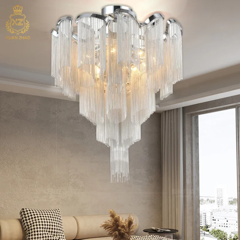 Huge House Decorative Creative   Living Dining Room Suspended  Luxury Modern Hanging Tassel Ceiling Light