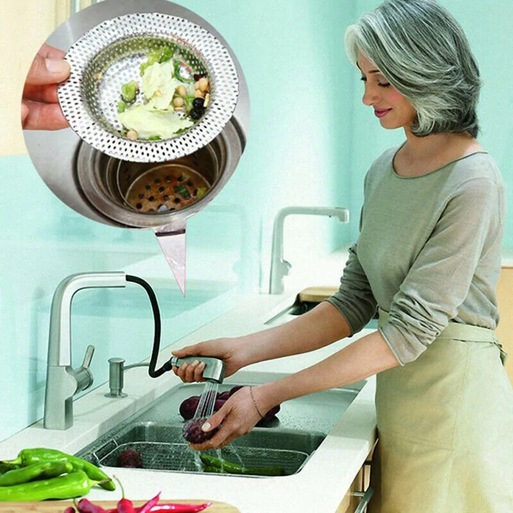 Bathtub Sink Shower Food Hair Catcher Drain Plug Filter Strainer Stainless Steel Kitchen Sink Filter Kitchen Sink Accessories