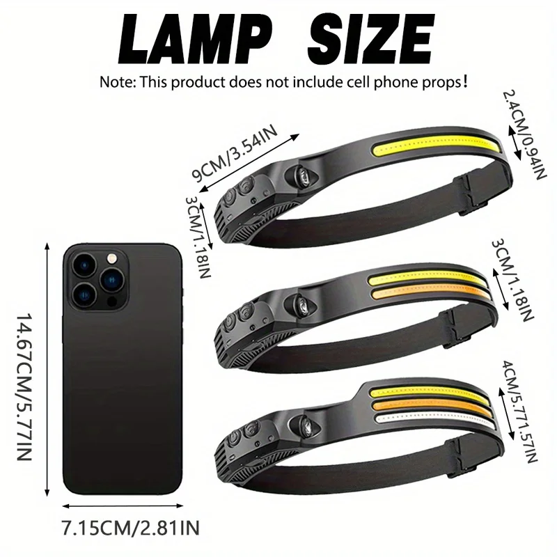 Super Bright Motion Sensor LED Headlamp Rechargeable Headlight 5-mode Lighting Waterproof Head Torch for Fishing Camping Hiking gallery 5