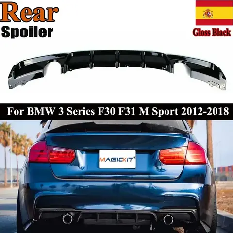 MagicKit FOR 2012-2018 BMW F30 F31 M SPORT DUAL EXHAUST PIPES REAR BUMPER DIFFUSER LIP