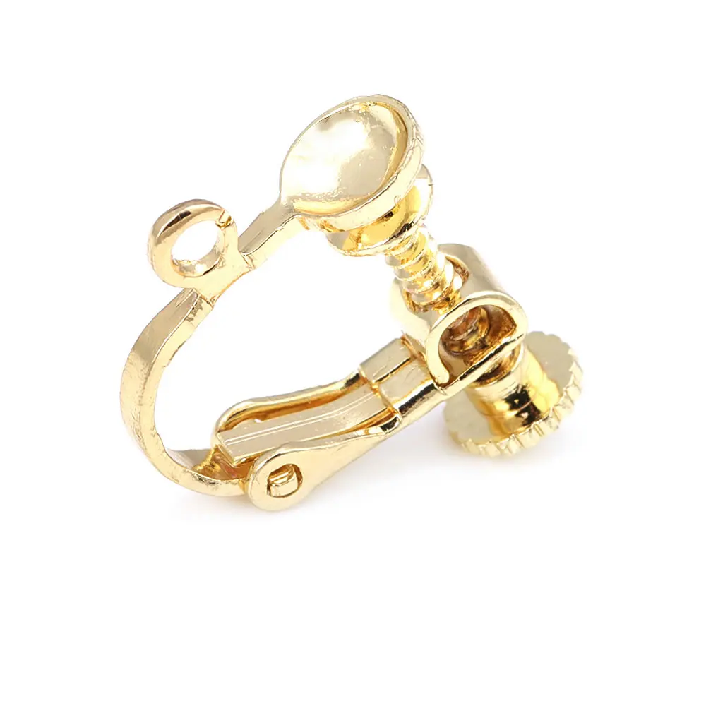 18K Gold Color Brass Flat Cap Screws Earrings Clips High Quality Diy Jewelry Making Supplies Earrings Accessories for Women