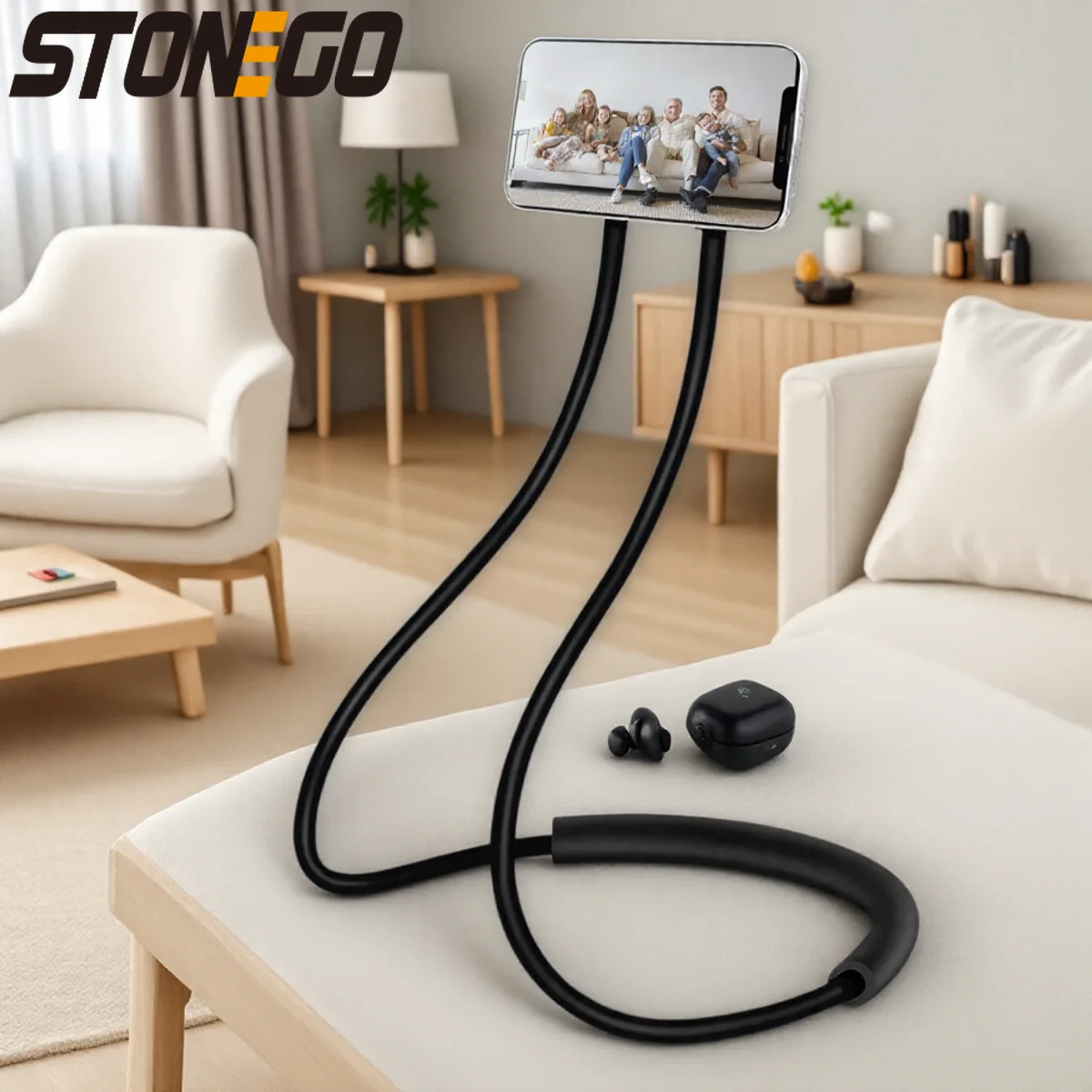 

Регулируемая выдвижная подвесная палка для селфи на шею с вращением на 360 градусов, универсальный держатель для телефона для стола, автомобиля, кровати