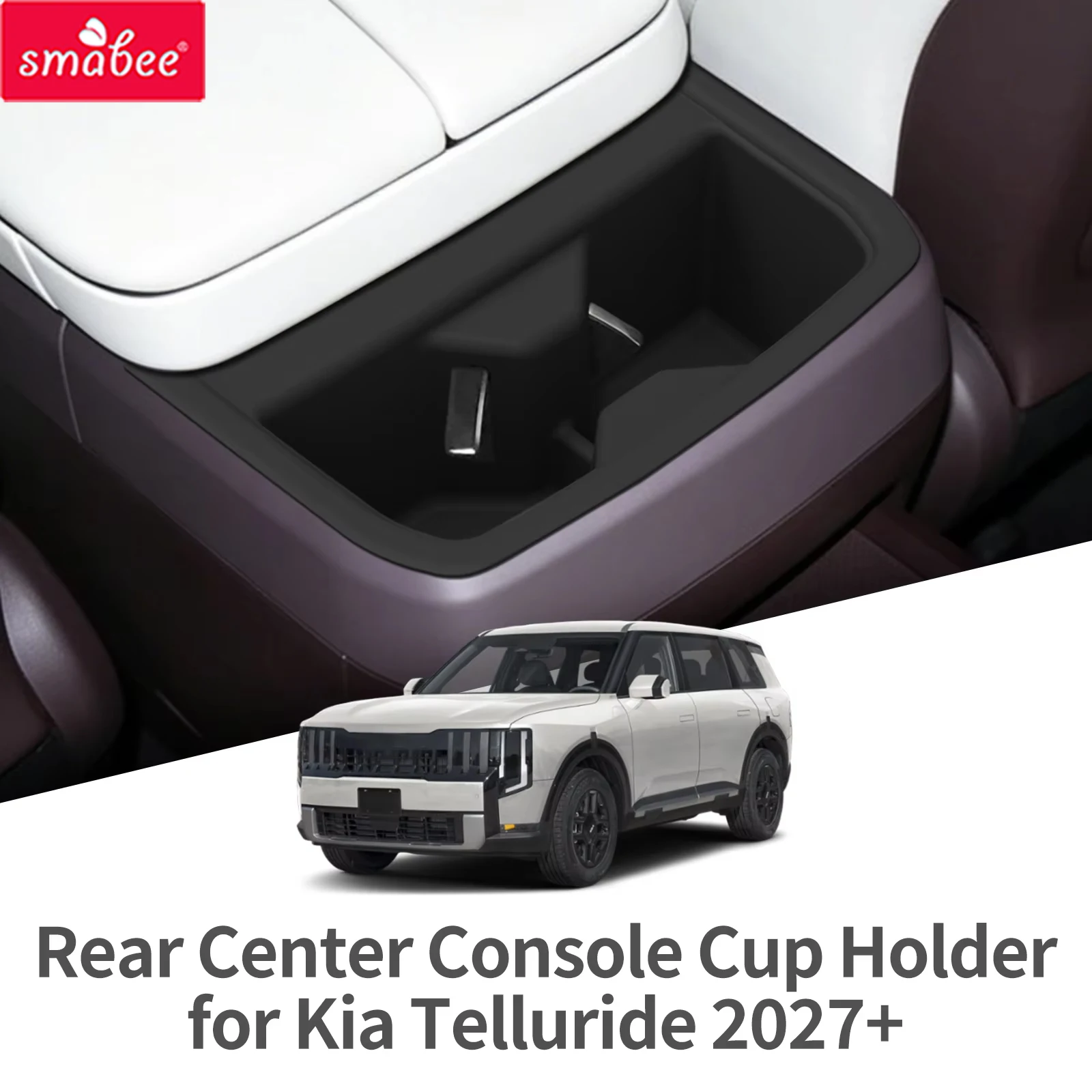Smabee for Kia Telluride 2027+ (2nd Gen) Water Cup Holder Armrest Rear Cup Holder Insert Car Cup Silicone Organizer Accessories