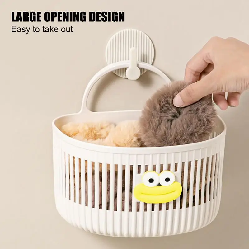 

Wall Storage Basket Bathroom Wall-Mounted Organizer Basket No Drill Organizing Bag With Hook Over Door Bathroom Organizer For