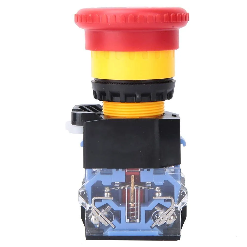 22mm660V10A Emergencys Stop Switch Pushbutton Red Mushroom Head Self-Lock Pushbutton Stop Emergencys Power Off Stop 1 NO + 1 N C