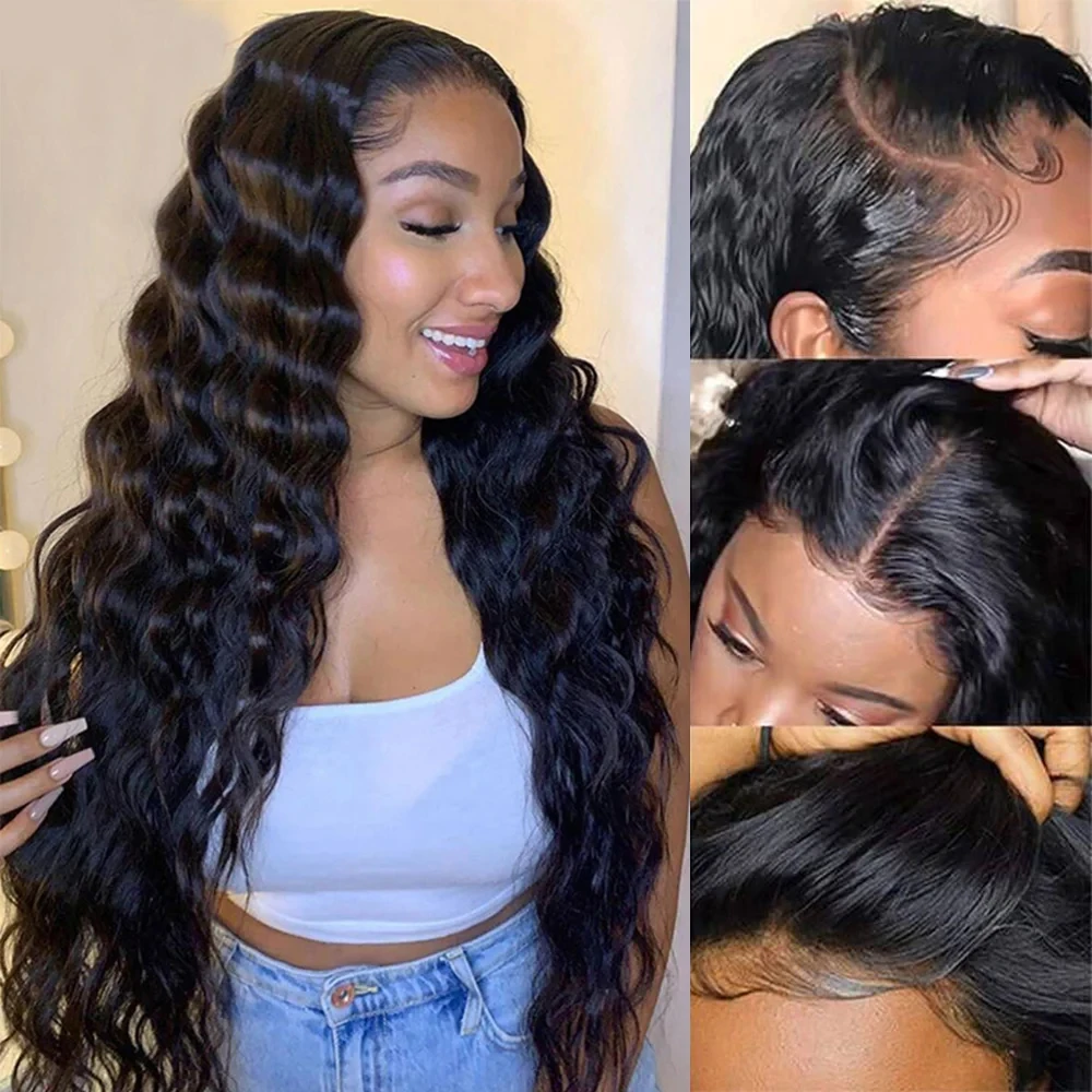 Deep Wave Curly Human Hair Wigs 13x4 Frontal Brazilian HD Lace Pre-Plucked 4x4 Lace Closure Available in 10/12/14 Inch